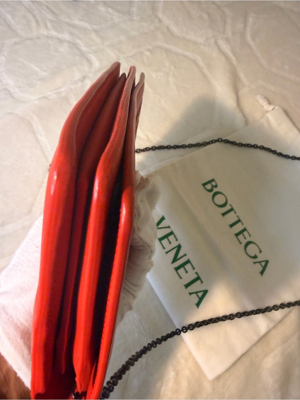 Bottega Veneta Orange Intrecciato wallet on chain - Picture 11 of 16